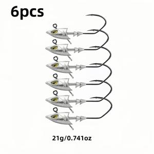TEMU 6개입 소금물 지그 헤드, 7/0 훅 포함 인쇼어/오프쇼어 낚시용 피쉬 아이 스윔베이트 지그헤드 - 레드피쉬, 스트리퍼, 바스 등에 최적, 크리스마스와 아버지의 날 선물 추천