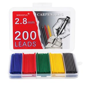 TEMU 200개/박스, 검정, 빨강, 초록, 노랑 고체 목공용 연필, 교체 가능한 연필심, 목공용 기계식 연필, 연필심, 건축용 마커, 대용량 목공용 연필 액세서리