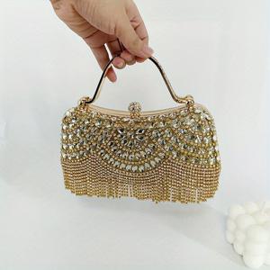TEMU 태슬, 라인스톤, 유리 스톤이 장식된 이브닝 클러치 백, 신부 들러리들을 위한 반짝이는 체인 백, 파티에 완벽