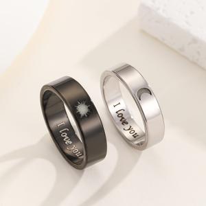 TEMU 2개 세트 태양과 달 커플링 - 여성 & 남성용 루미너스 매칭 프로미스 링, 발광 선물, 데일리 웨어 (태양/달) - 무도금 러브 토큰