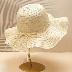 TEMU 1 순수한 컬러 종이 빨대 썬햇, 접이식 휴대용 넓은 챙 그늘 모자