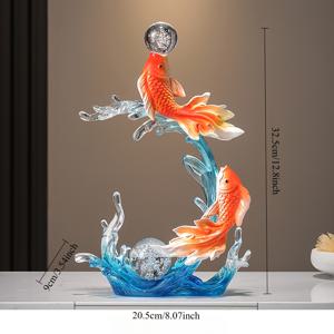 TEMU 수정구슬 물고기 장식 조각상, 거실, 사무실, 가정용 우아한 탁상 장식품, 선반 및 TV 장식장에 이상적, 친구/부모님/동료에게 사업 개업, 크리스마스, 추수감사절을 위한 완벽한 선물