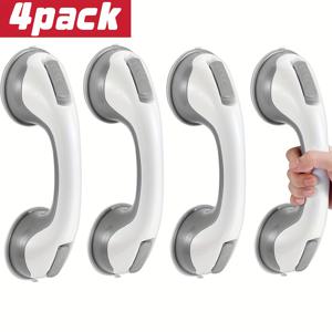 TEMU 샤워용 튼튼한 흡착 그립 바 4개 세트 - 드릴 없이 간편하게 설치 가능, 욕조 및 샤워 안전을 위해 설계, 노인 사용자에게 적합, 회색 색상