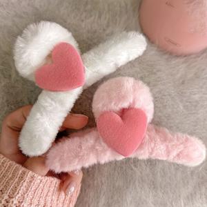 TEMU 2개 플러시 헤어 클립, 우아한 성격 헤어 클립, 플러시 부드럽고 매끄러운 달콤한 핑크 헤어 클립, 플러시 간편 헤어 번 클립, 휴일 레저 출퇴근 패션 헤어 장식에 적합