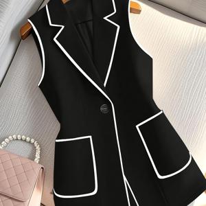 TEMU Ms. Francia의 세련된 컬러 블록 민소매 재킷