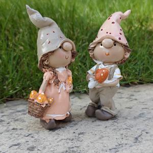 TEMU 버섯을 잡고 있는 노움 장식이 있는 정원 노움 피규어 2개 세트, 야외 장식에 적합 - 정원, 마당, 잔디밭, 테이블 상판 또는 분재 장식용의 기발한 노움 아트