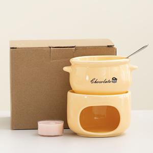 TEMU 가정용 세라믹 초콜릿 멜팅 히터, 퐁듀, 치즈 퐁듀, 포트 및 포크 포함 캔들 히터