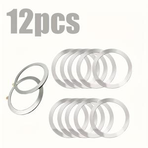 TEMU 12개 범용 자석 메탈 플레이트 링, 차량용 휴대폰 거치대, 내구성 좋은 다기능 디자인, 자석 휴대폰 거치대, 스타일리시한 메탈 휴대폰 패치, 스마트폰 사용자를 위한 무선 충전 자석 링에 적합