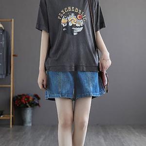 TEMU 여성 여름용 허리밴딩 캐주얼 포켓 슬림 솔리드 데님 반바지