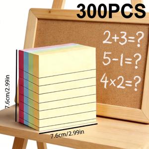 TEMU 300페이지 컬러 스티커 메모패드 - 창의적인 메모북, 네 가지 색상 선택 가능 - 찢어서 사용 가능한 노트북, 사무실 및 가정용, 빠른 메모, 공간 절약, 초실용 스티커 메모지