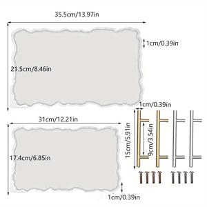 TEMU 실리콘 레진 트레이 몰드, 2개의 대형 불규칙 트레이 몰드, 에폭시 레진 직사각형 트레이 실리콘 몰드, 4개의 금속 손잡이 포함, 황동 실리콘 트레이 몰드 금색 및 은색 손잡이, DIY 공예 인공 아게이트 트레이, 저녁 식사 접시, 과일 트레이 등용 에폭시 레진 주조 몰드, 서비스 보드