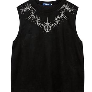 TEMU 남성용 캐주얼 민소매 티셔츠, 헤비 자수, 여름 스트리트웨어에 완벽