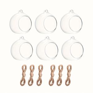 TEMU 6개 매달리는 투명 유리 공, 3.15인치/8cm 인공적으로 불어낸 고급 보로실리케이트 구형 유리 용기, 양초 홀더, 결혼 기념일 촛불 저녁 식사 장식, 크리스마스 장식 볼 펜던트에 적합, 정원 다육식물 재배 용기로도 사용 가능
