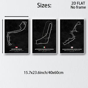 TEMU 2D 플랫, 2D 플랫, 레트로 추상 아트 3pcs 세트 | 레이싱 클럽, 집, 침실, 사무실 장식 벽화 선물용 트랙 탑 뷰 캔버스 포스터 - 프레임리스