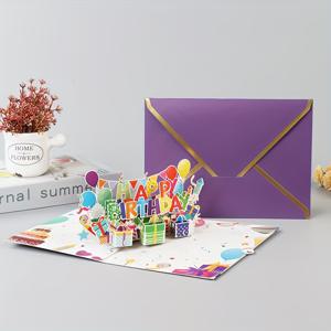 TEMU 풍선, 선물 상자 및 색종이로 만든 화려한 파티 디자인의 3D 팝업 생일 카드와 봉투 및 메모지 포함 - 남성, 여성 및 모든 축하 행사에 완벽함, 특별한 날을 위한 카드 | 축하 카드 스타일 | 컬러풀 3D 카드
