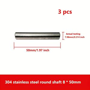 TEMU 1-5개 304 스테인리스 스틸 변속 샤프트 | 3/4/5/6/10/12mm 직경 x 50mm 길이, 광학 샤프트 스트립, 기어 샤프트, 원통형 핀, 지지 기둥 연결 로드, 고정 핀, 솔리드 핀