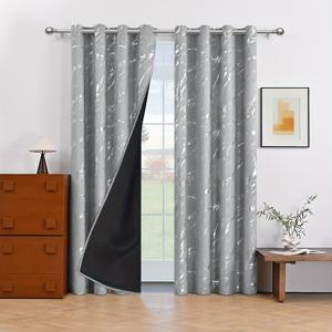 TEMU 1개 구멍 펀칭 풀 고급 금박 마블 커튼, 단열 패널 및 코팅 안감 포함, 거실, 침실, 주방, 욕실 및 홈 데코에 적합