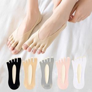 TEMU 여성용 투명 보트 삭스 3/5켤레, 토우 삭스, 오픈 토우 5자지 삭스, 여성용 비침 방지 삭스, 초박형 여름 얕은 입구 투명 보트 삭스, 실리콘 미끄럼 방지, 발가락 보호, 발 문제가 있는 사람에게 적합