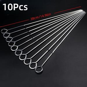 TEMU 10개 야외 스테인리스 스틸 바베큐 바늘 바베큐 포크 양꼬치 캠핑 그릴 바늘 바베큐 꼬치 사인