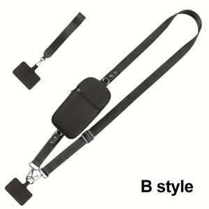 TEMU 휴대폰용 블랙 조절식 크로스바디 스트랩, 동전 지갑, 손목 끈이 특징된 다용도 여행 액세서리입니다. 도난 방지용 TPU 클립이 포함되어 있으며, 스타일로 디자인되어 일상적인 사용에 적합합니다. 현재 판매 중입니다.