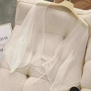 TEMU 여성용 여름 쉬폰 가디건 레이디스 비치 시스루 쉬폰 커버업 기모노 앞결鞭식 쿨 탑 단색 베이직