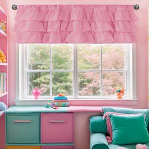TEMU 1개 수제 러플 커튼 | 폴리에스터, 빛 필터링, 로맨스 테마, 주방 및 거실 사용, 60*18인치, 세탁기 사용 가능, 브러시드 원단, 샌딩 장인 정신, 안감 없음, 로드 포켓