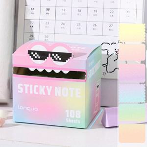TEMU 108개 파스텔 진주광택 스티커 메모 - 부드러운 필기면, 사무실/학교/가정용 프로젝트 관리에 적합한 사각형 접착 탭 - 노트, 할 일 목록, 알림, 장식용 - 정리 필수품, 공부 필수품, 화려한 광택 디자인