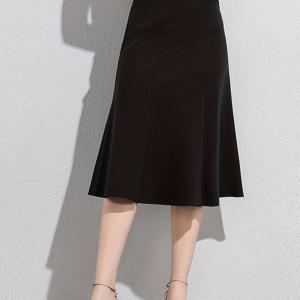 TEMU 고품질의 세련되고 우아한 여성용 슬림핏 하이웨이스트 치마, 드레이프 스플라이스 우산형 밑단 디자인. 느낌의 A라인 미디 기장 스커트, 출퇴근, 사무실, 직업적 또는 캐주얼 복장에 적합. 스타일리시한 단색의 무릎 기장 신축성 있는 미디 스커트