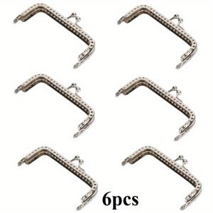 TEMU 코바늘 가방 프레임 교체용 메탈 지갑 잠금 장치 6개 세트 - 사각형, 반짝이는 끝 잠금 클로저, 프로젝트, DIY 지갑 제작용