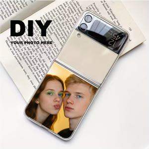TEMU 휴대폰 케이스 - 1개 DIY 맞춤 투명 TPU 접이식 폰 케이스 (삼성 갤럭시 Z 폴드3/Z 폴드4/Z 폴드5/Z 폴드6/Z 폴드7용), 고화질 이미지의 부드러운 표면 특징. 개인 사진, 커플 사진 맞춤 제작 지원