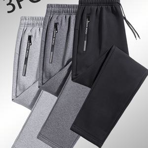 TEMU 3팩 남성 캐주얼 스포츠 레그 팬츠 | 루즈핏, 헬스 트레이닝, 휴가 나들이 및 야외 활동에 적합, 올 시즌, 드로스트링 클로저, 섬유