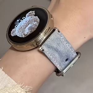 TEMU 18mm, 20mm, 22mm, 스타일리시 레트로 데님 스마트워치 밴드, 삼성 갤럭시/가림/Garmin/화웨이/샤오미/아마즈핏 호환, 조절 가능한 핀 버클, 비즈니스 및 캐주얼 웨어에 적합, 남녀공용, 휴일 선물로 완벽