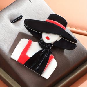 TEMU 스카프와 모자를 쓴 여성을 연상시키는 우아한 브로치, 아크릴로 수제 제작