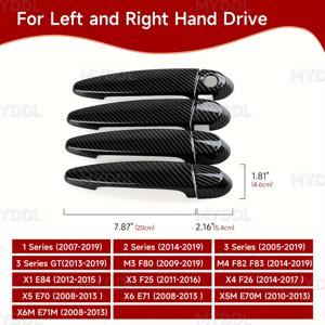 TEMU 4개 어드벤처 블랙 텍스처 ABS 차량 도어 핸들 스티커 장식, BMW E87, F20, F22, F23, E90, E92, E93, F30, F34, F35, F32, F33, F36, F21, F80, F82, F83, E84, E70, E71, F25, F26, X1, X3, X4, X5, X6, M3 및 M4 모델용
