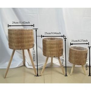 TEMU 1개/3개 수제 라탄 식물 스탠드 다층 바닥 선반 유닛, 거실 & 발코니용 나무 화분 스탠드, 노르딕 스타일 식물 홀더, 홈 스토리지 필수품