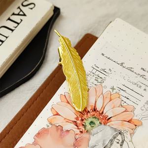 TEMU 수제 구리 깃털 노트 클립, 장식용 책 클립, 헤어핀, 책갈피, 루스리프 바인더