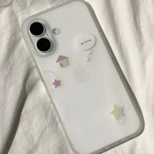 TEMU 휴대폰 케이스 - 1개 별 집 트렌디 패턴 지문 방지 무광 투명 TPU 폰 케이스, 아이폰 16 15 14 13 12 11 Pro Max 12 13 Mini XS XR X 8 7 Plus SE 2020 폰 커버에 적합