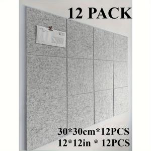 TEMU 대형 게시판 - 안전한 탈착식 접착 탭이 있는 펠트 벽 타일 12개 팩, 벽면용 코르크 보드, 사무실용 핀 보드 47