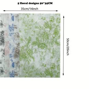 TEMU 결혼식, 생일 선물용 우아한 포니 꽃무늬 티슈 래핑 페이퍼 100장 세트 14x20인치 - 품질 커피색, 연두색, 핑크, 블루, 검정 특별 행사용 선물포장지 | 화려한 색상 옵션 | 장식 패턴 플라워 래핑 페이퍼