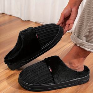 TEMU 심플하고 스타일리시한 커플용 겨울 털이 홈 슬리퍼, 편안하고 따뜻한 남성용 슬리퍼, 우아한 플러시 안감, 트렌디한 소프트 솔 털이 실내화, 플러시 벨벳 홈 슬리퍼