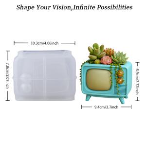 TEMU 클래식 TV 디자인과 정교한 노브 디테일이 특징인 다육 식물 화분용 빈티지 텔레비전 모양 실리콘 몰드 – 플라스터/레진 화분 등에 사용하기 쉬우며 재사용 가능. 거실 장식 또는 레트로 스타일 선물로 이상적인 선택