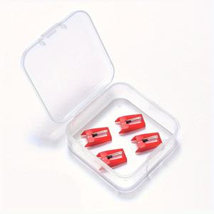 TEMU 레코드 플레이어 교체 키트, 레코드 박스 1개 및 針 4개 포함, 33 1/3, 45, 78 RPM 레코드 플레이어, 축음기, LP 바이닐 레코드 플레이어, 볼테이지 레코드 플레이어와 호환, 각 針은 손상 방지를 위한 흰색 플라스틱 케이스에 들어 있음