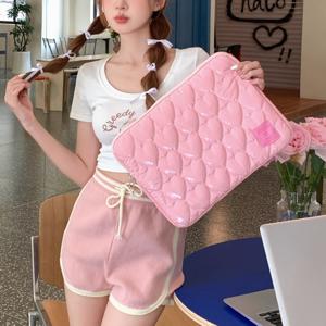 TEMU 귀여운 하트 모양 자수 노트북 가방 (11인치, 13인치, 15인치, 14인치 태블릿 보호 케이스), 아이패드 및 맥북 호환, 클러치 겸용