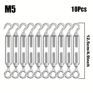 TEMU 헤비듀티 스파이럴 턴버클 아이, M5 M6 M8 스테인리스 스틸 스파이럴 턴버클, 4개 ~ 10개 스파이럴 턴버클 텐션 아이, 케이블 스파이럴 턴버클, 케이블 텐셔너, 도어 케이블 스파이럴 턴버클, 차양 세일 스파이럴 턴버클
