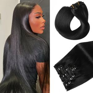 TEMU 클립 인 헤어 익스텐션 140g 자연 블랙 7피스