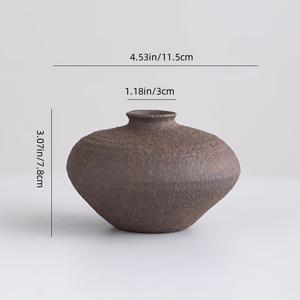 TEMU 수제 빈티지 세라믹 화병 - 신선한 꽃이나 건조한 꽃을 위한 러스틱 철제 테두리 디자인, 현관 및 TV 스탠드 장식에 완벽