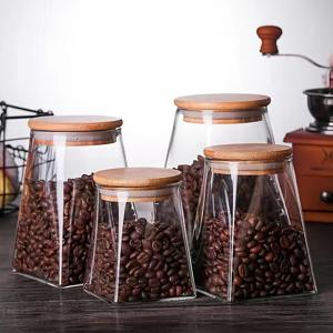 TEMU 4개 짜리 유리 보관 용기 세트, 식품용 고 붕규산 유리 용기, 다목적 투명 용기, 나무 뚜껑 포함, 시리얼, 파스타, 향신료, 내구성 있는 주방 정리함, 배터리 불필요