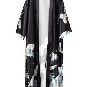 TEMU 남성용 얇은 긴팔 가운, 숨겨진 포켓과 레이스업 디자인의 일본 요소가 돋보이는 캐주얼 홈웨어