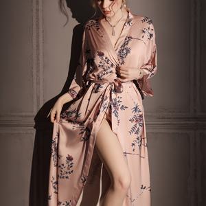 TEMU 여성용 롱 아이스 슬리키 섬유 원단 새틴 마감 오픈 프론트 가을 봄 신상 2025년 중국 스타일 목욕가운