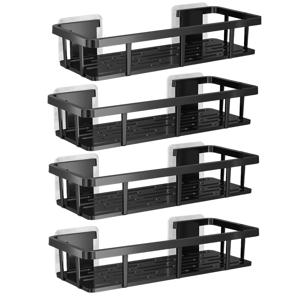 TEMU 3/4개 검정색 녹 방지 광택 욕실 선반, 벽걸이형, 드릴 불필요, 샴푸 및 컨디셔너 보관용, 공간 절약형 접착식 수납 랙, 간편한 벽걸이형 수납 랙